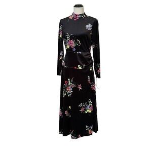 ASOS velvet floral black midi length dress